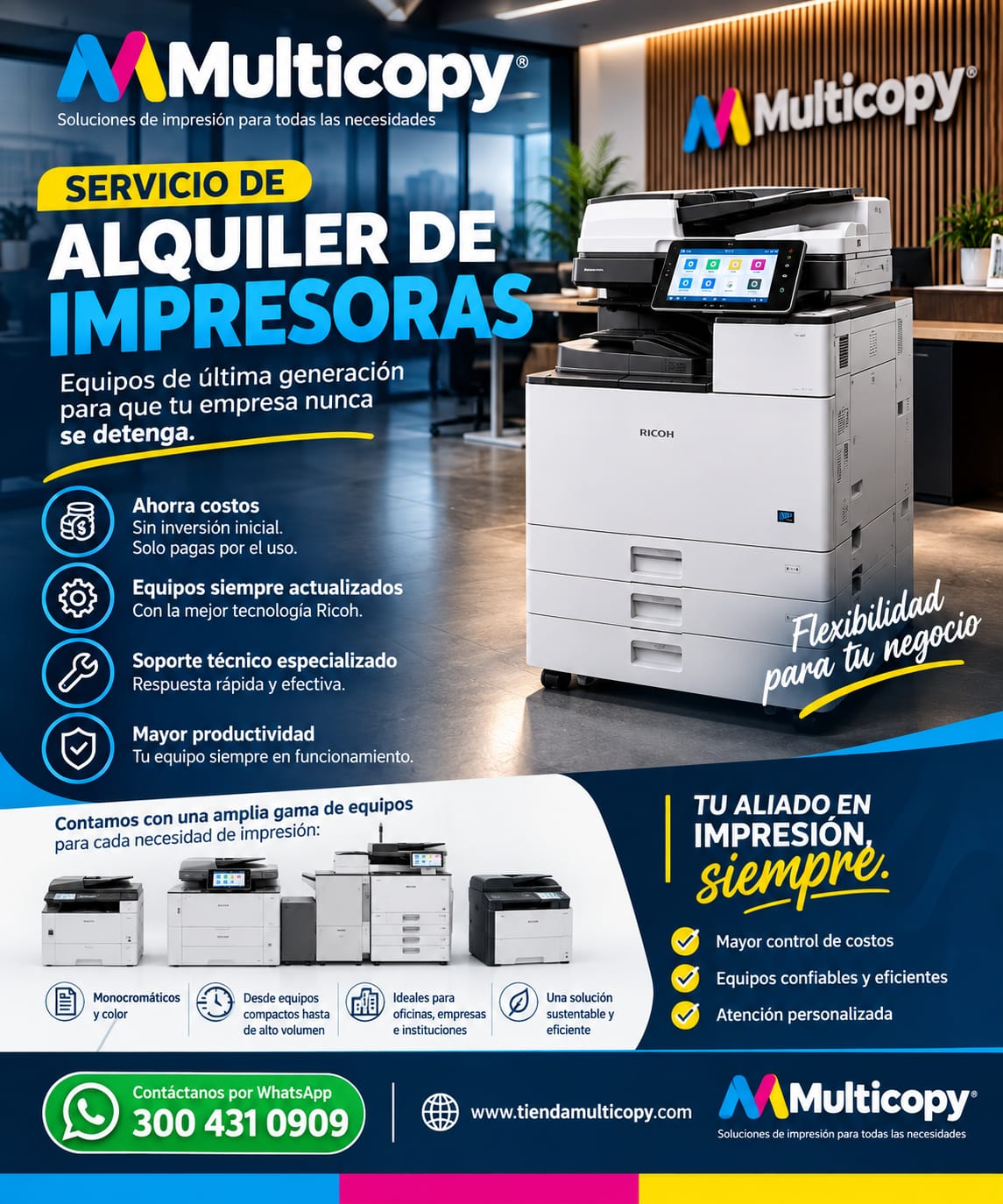 ALQUILER DE IMPRESORAS MULTIFUNCIOANLES A COLOR